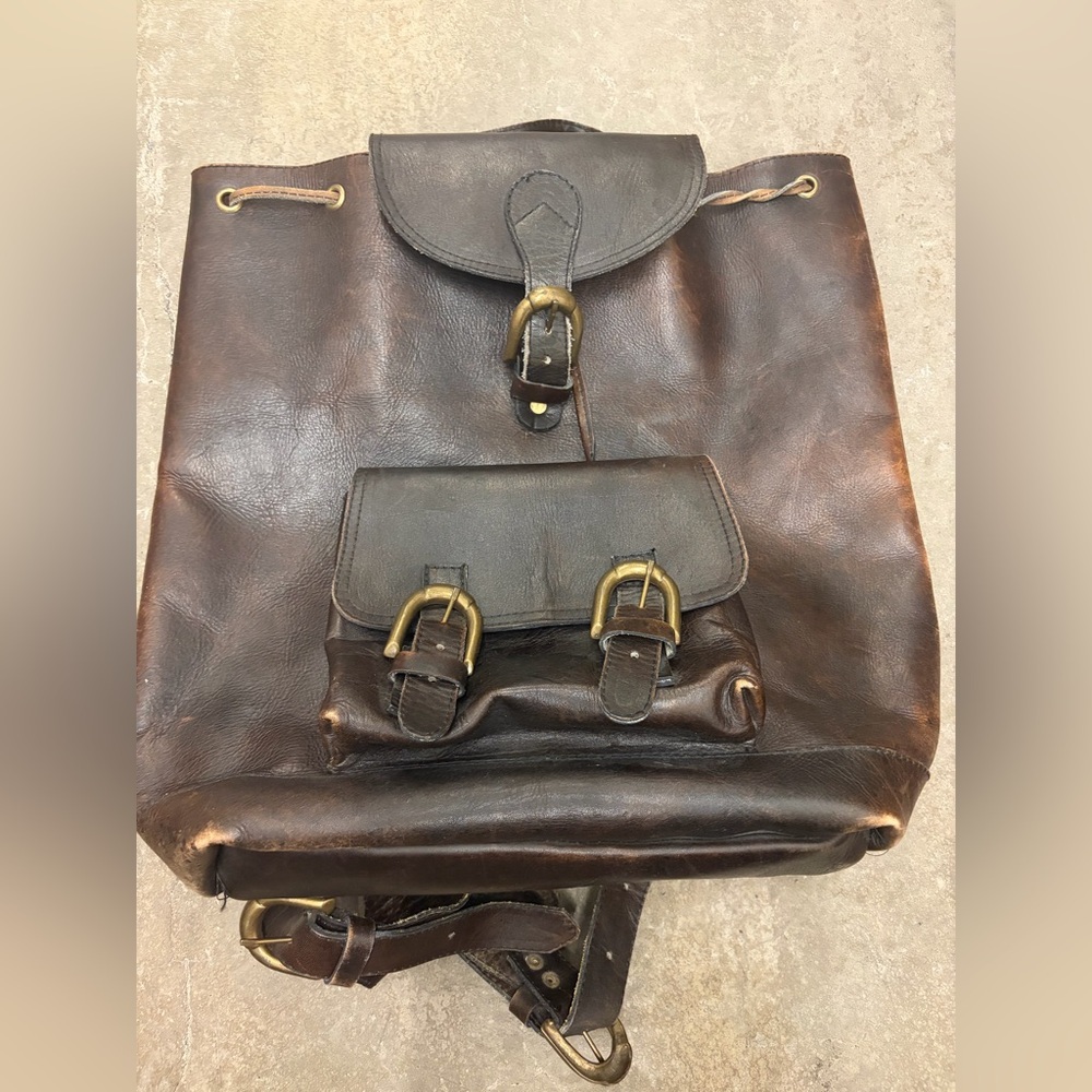 Genuine‎ thick leather amazing Brown Leather Backpack